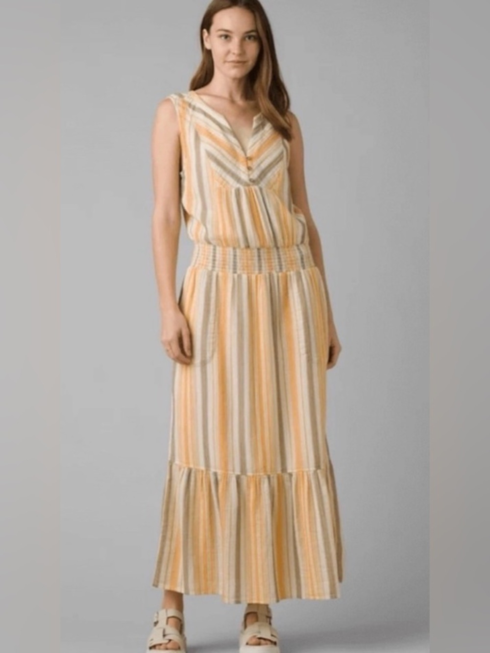 PrAna “California Dreaming” 100% organic cotton maxi dress WITH POCKETS